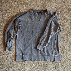 Forever 21 gray distressed crewneck with collar slit